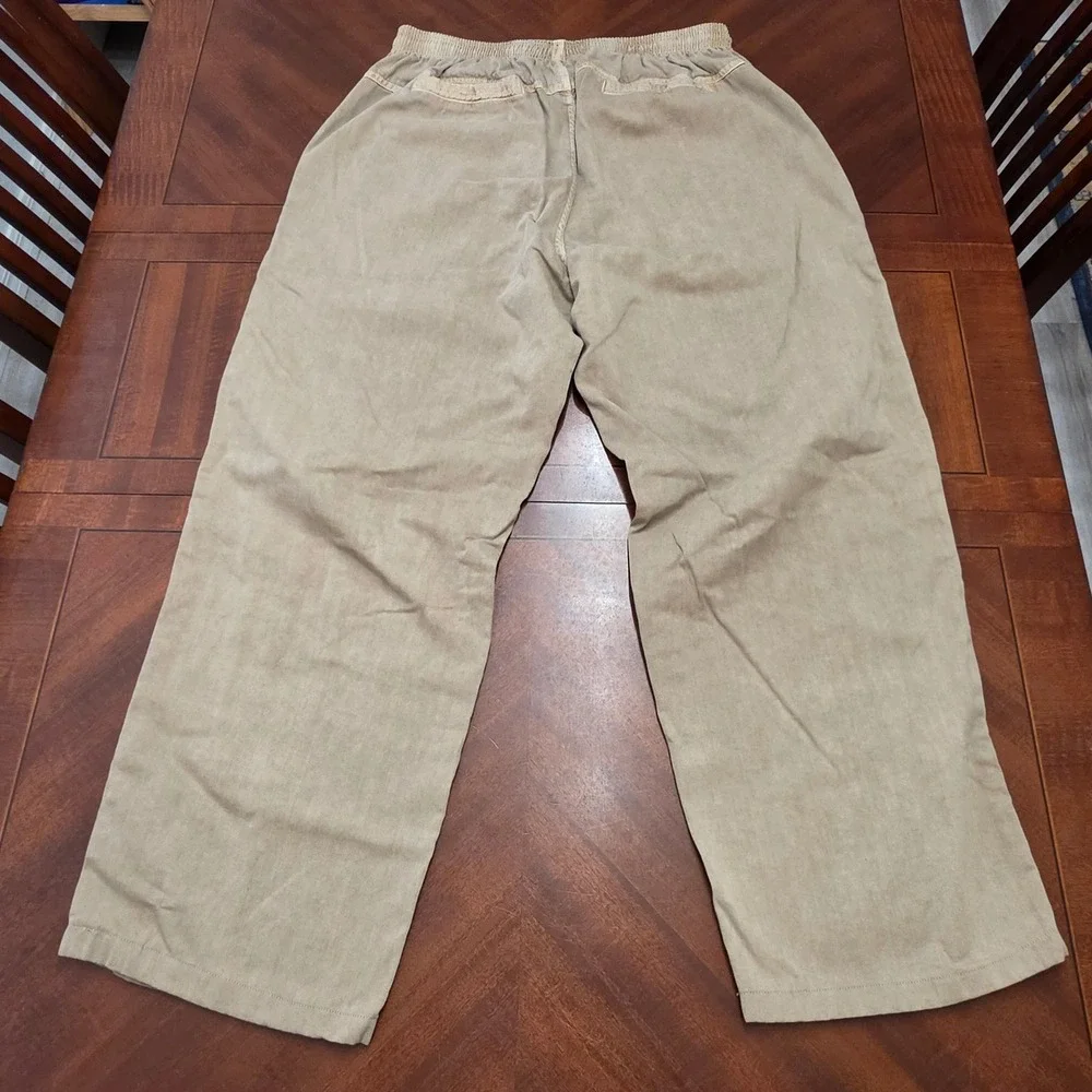 Crazy Shirts Pants Mens XL Tan Kona Coffee Dyed Relaxed Wide Leg Hawaii Casual